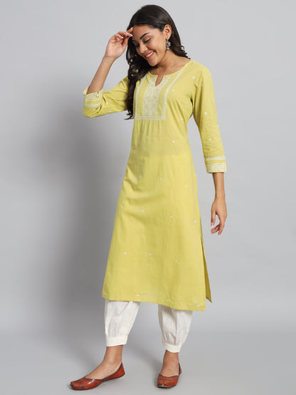 Lemon Yellow Basic Chikankari Kurta