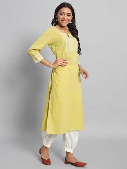 Lemon Yellow Basic Chikankari Kurta