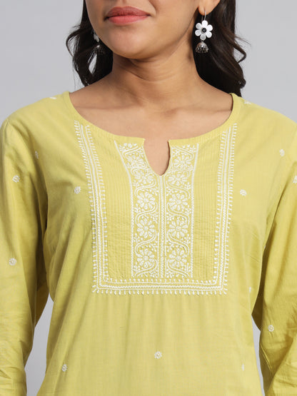 Lemon Yellow Basic Chikankari Kurta