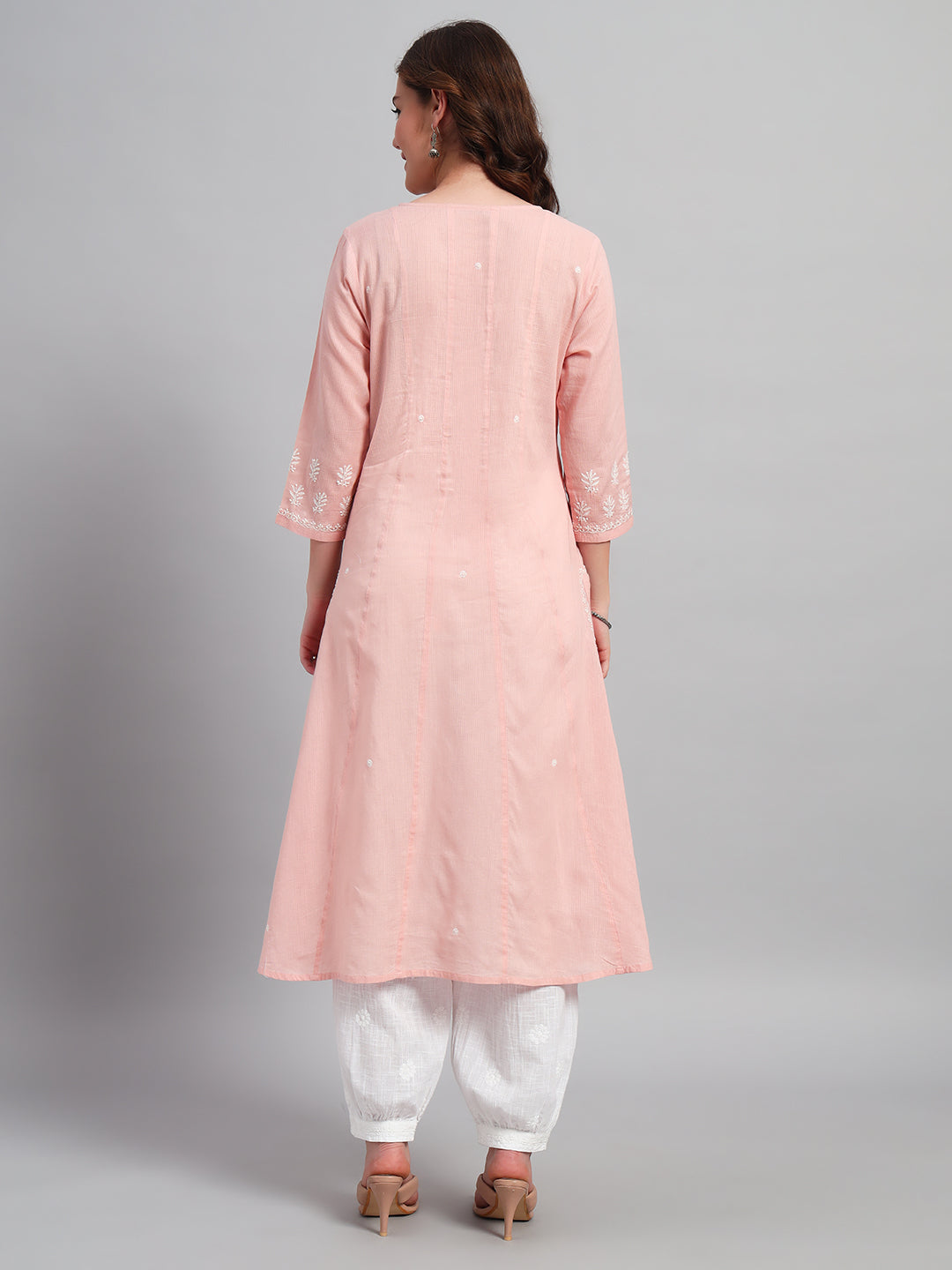 Paisley Embroidered Chikankari A-Line Pure Cotton Kurta