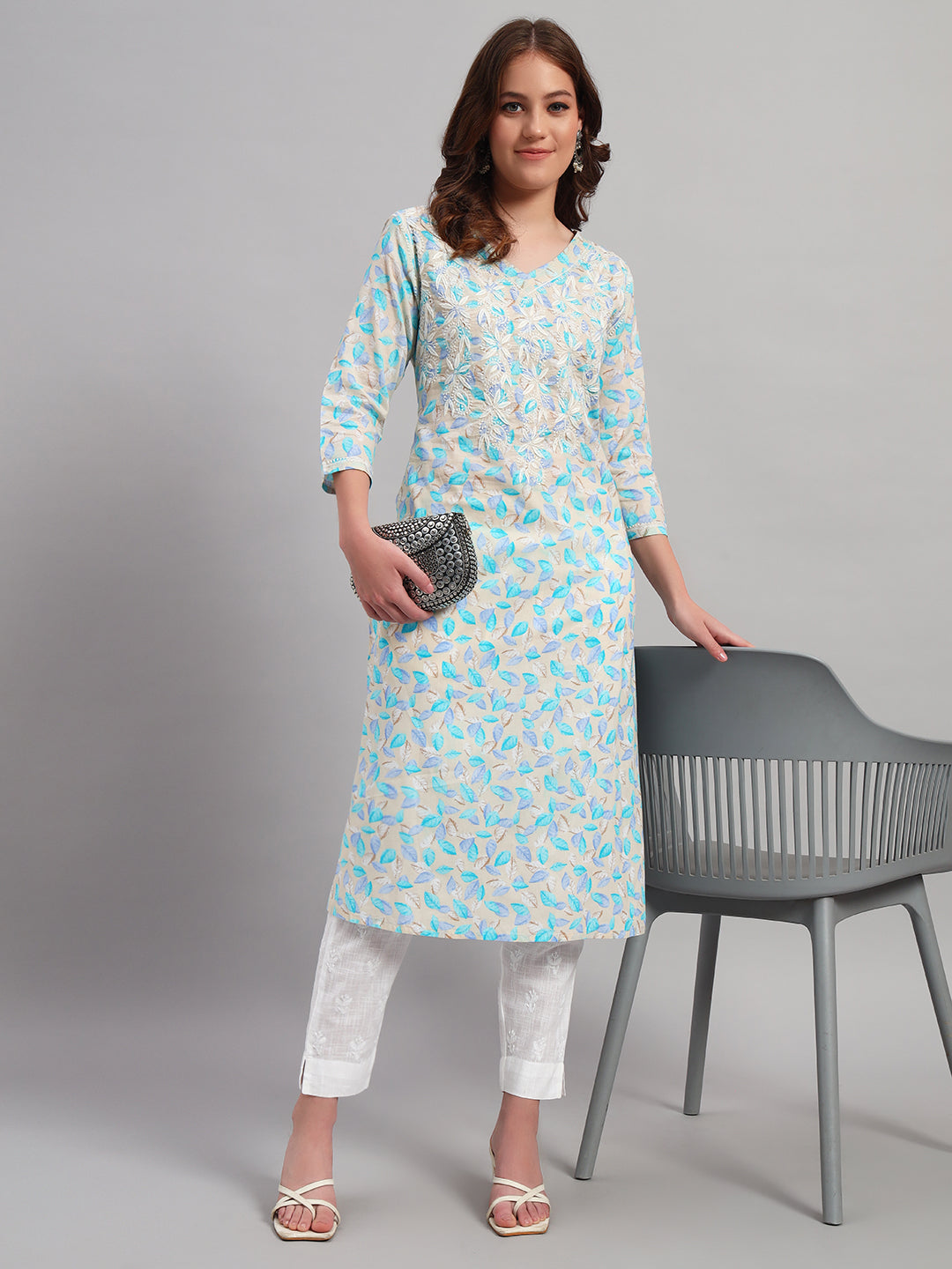 Chikankari Kurta on Prints