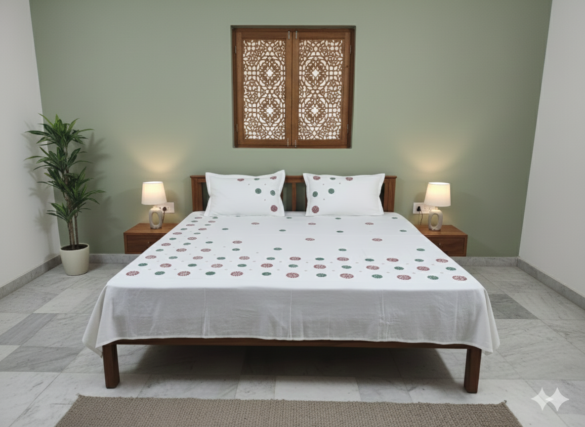 Chikankari Rangrez Bedsheet