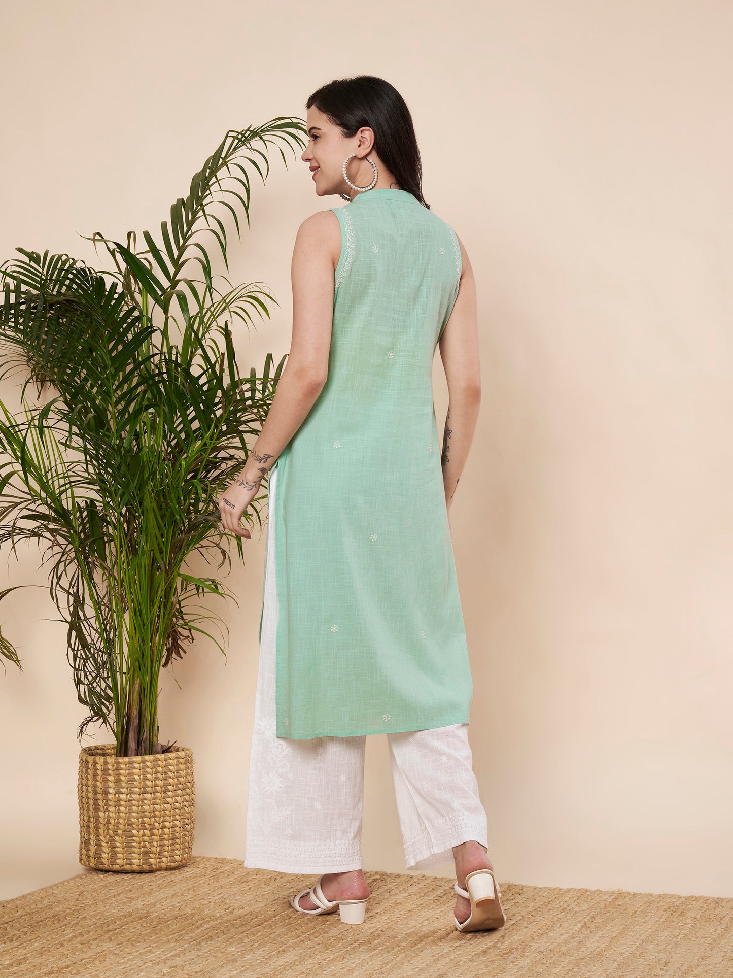 Mint Green Halter Chikankari Kurta