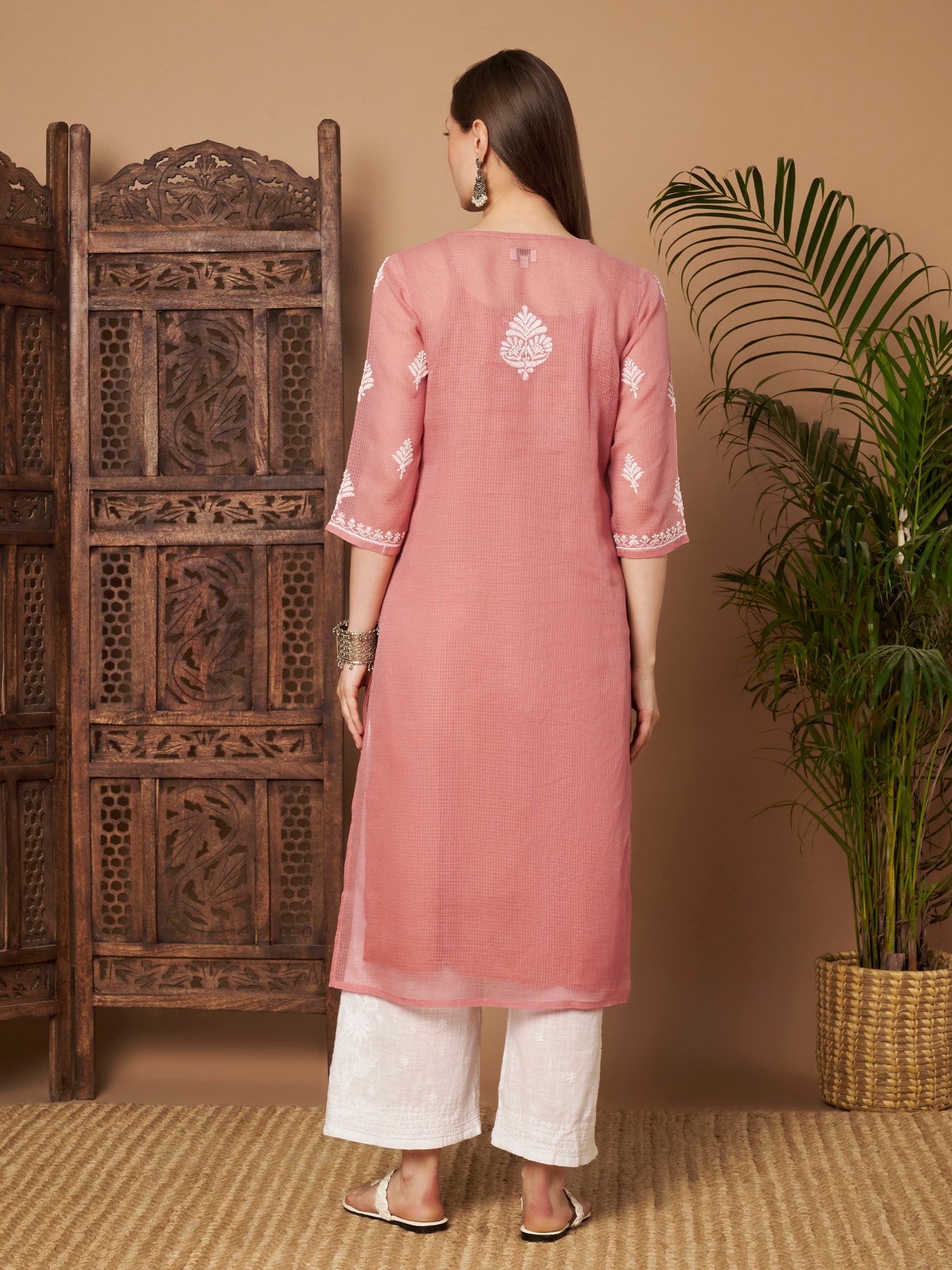 Kota Doria Chikankari Kurta