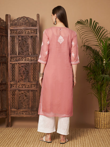 Kota Doria Chikankari Kurta
