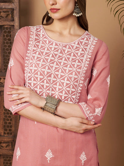 Kota Doria Chikankari Kurta