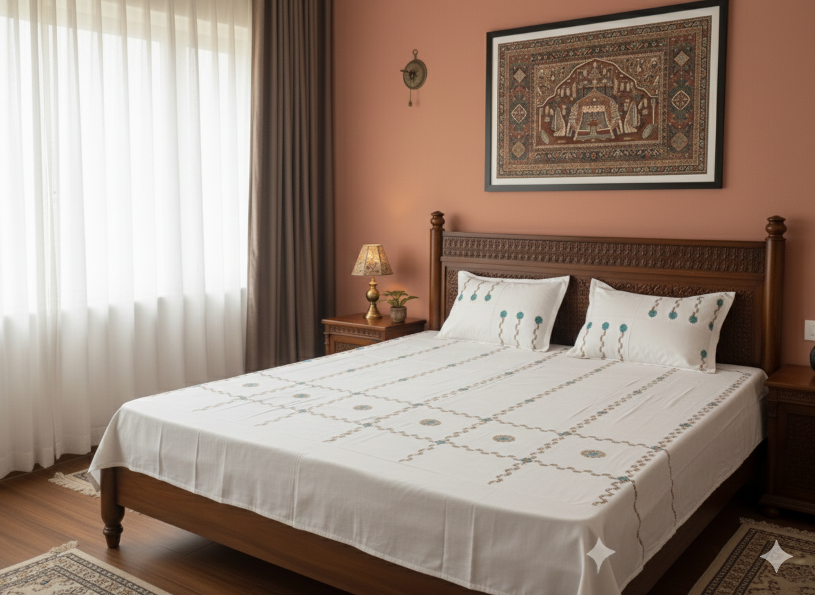 Chikankari Jashn Bedsheet