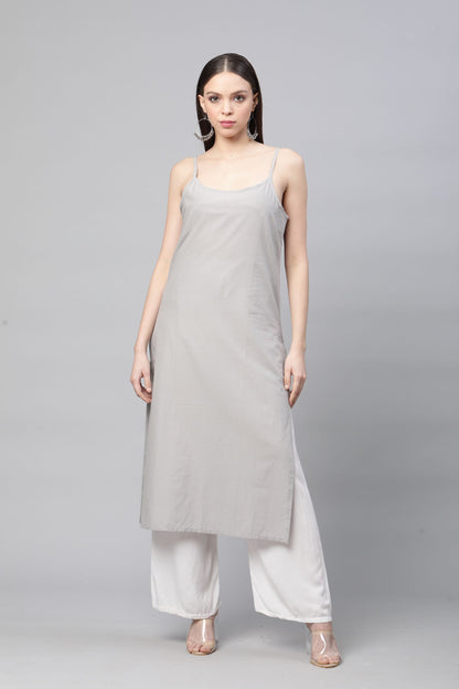 CHKA243GY  Grey Chanderi Silk Chikankari Kurta