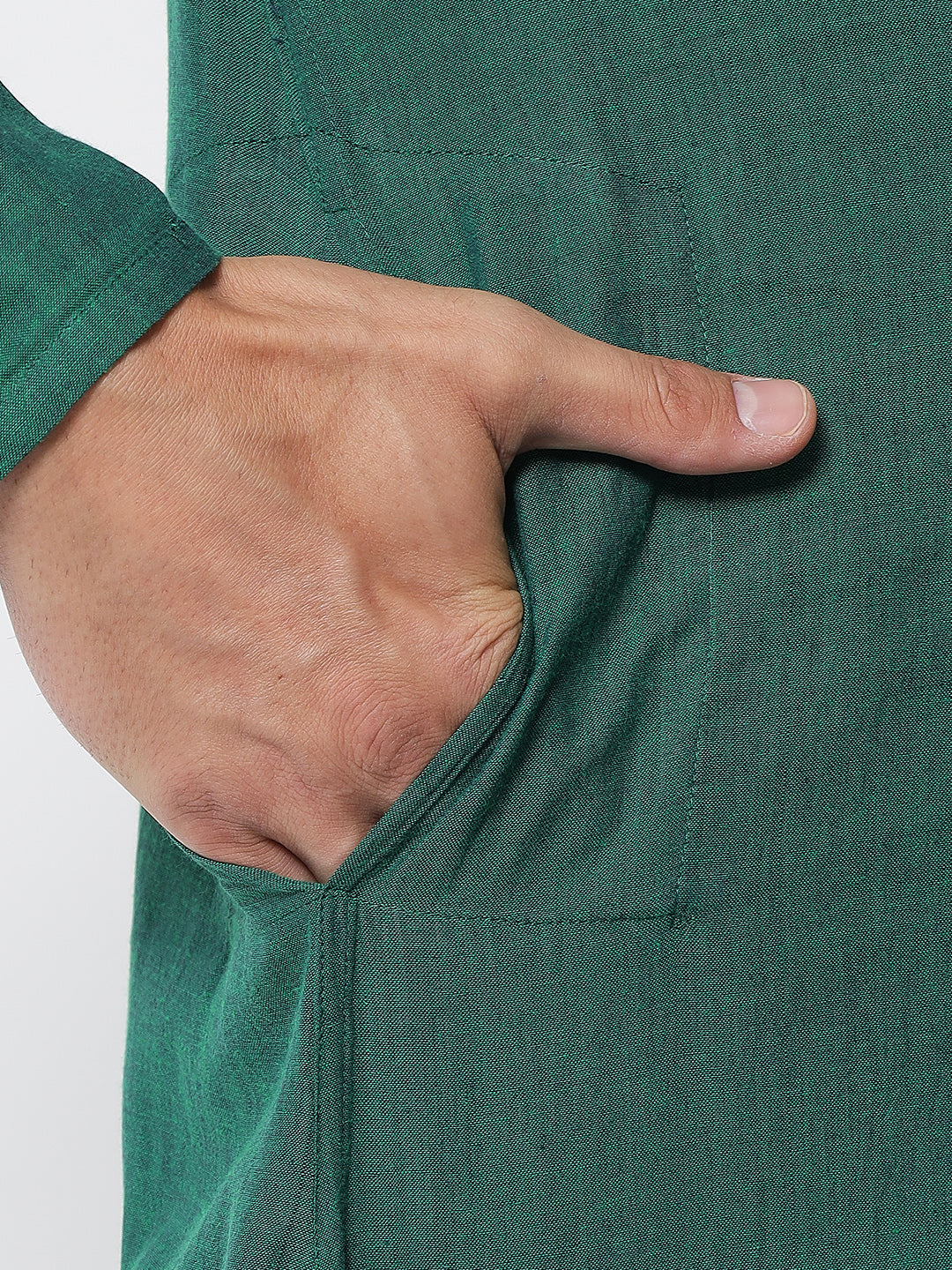 Men's Green Cotton Mangalgiri Chikankari Kurta