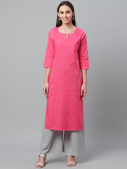 Coral Chikankari Straight Kurta