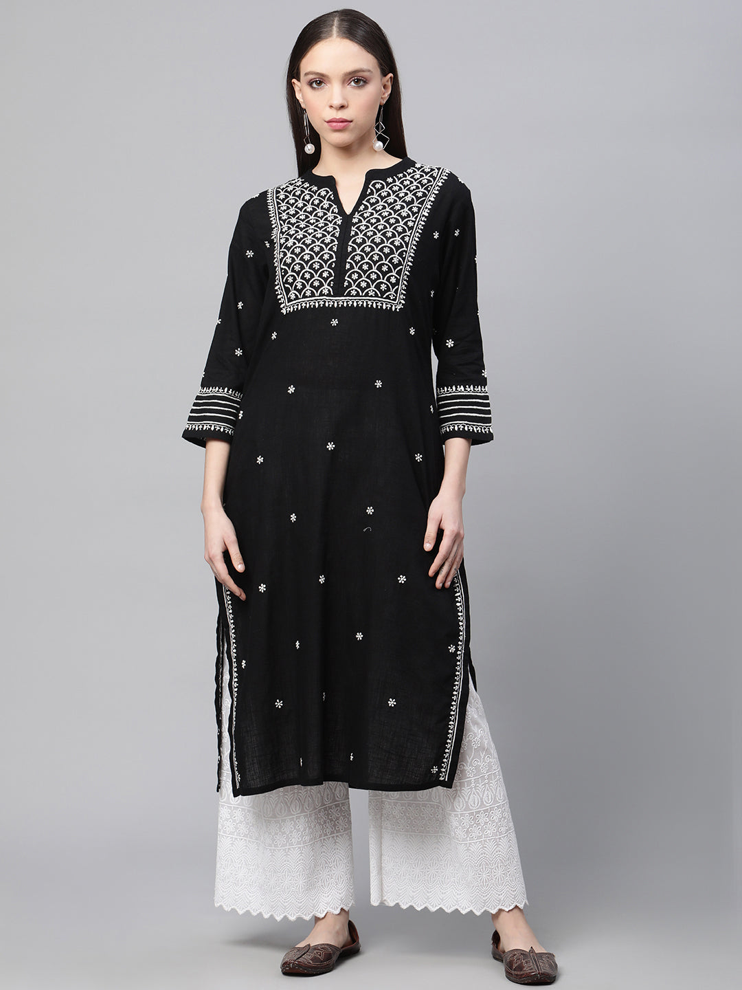 Black and White Chikankari Kurta – akheri