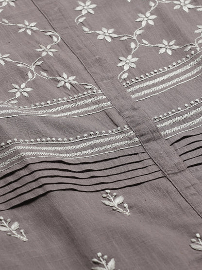 Charcoal Grey Chikankari Casual Shirt