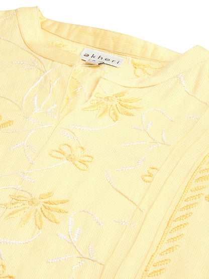 Yellow Chikankari Pintucks Kurta