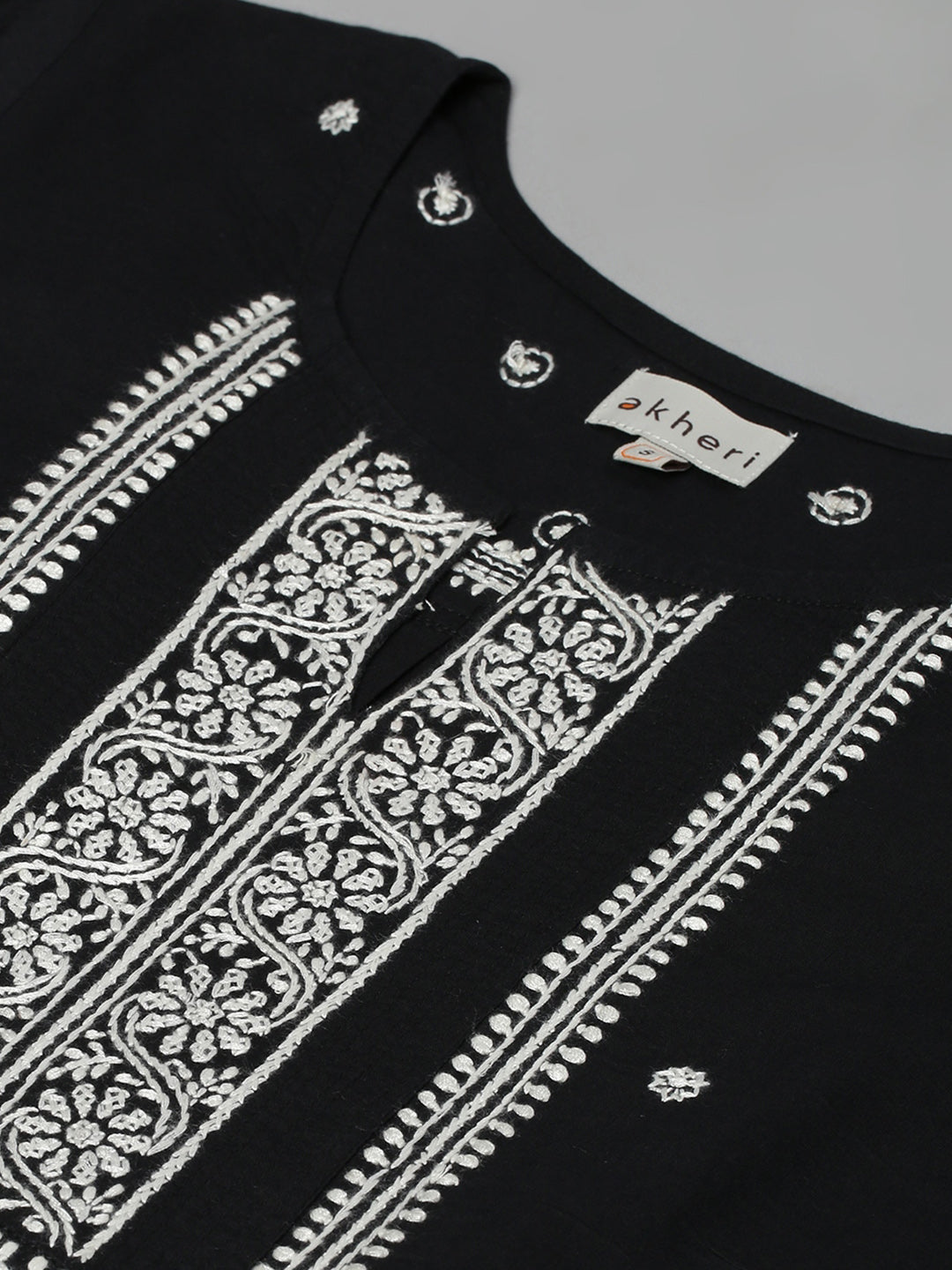 Black & White Chikankari Embroidered Straight Kurta