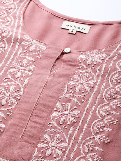 Dusty Pink Rayon Chikankari Kurta