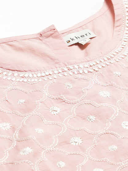 Pink Chikankari Back-open Top