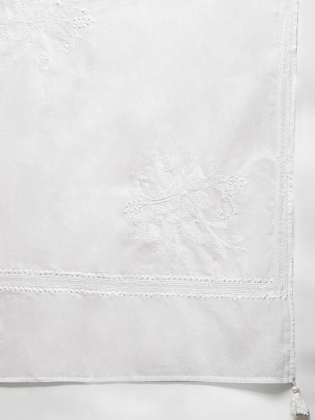 White Mul Tepchi Hand-Embroidered Dupatta