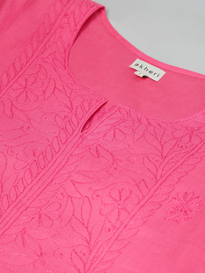 Coral Chikankari Straight Kurta