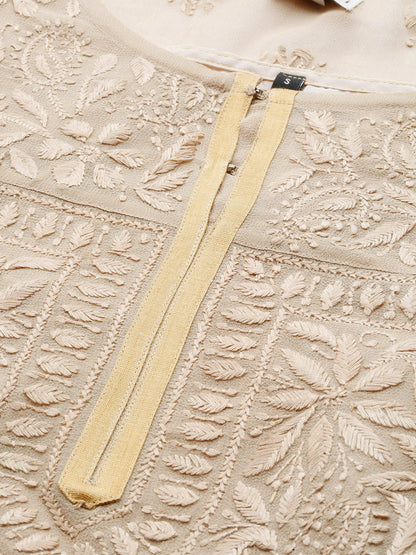 Beige Chikankari Georgette Kurta