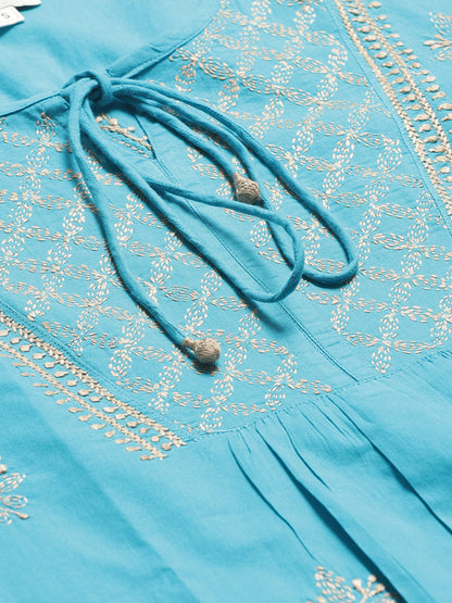 Blue Tepchi Tie-up Top