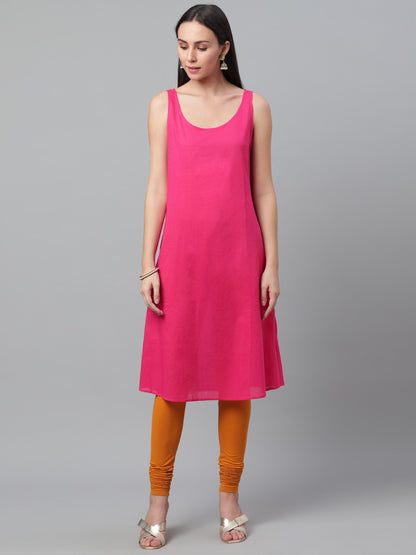 Magenta Embroidered Chanderi Anarkali Kurta