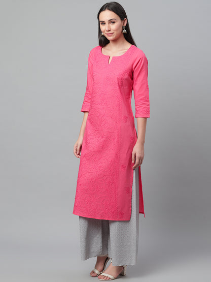 Coral Chikankari Straight Kurta