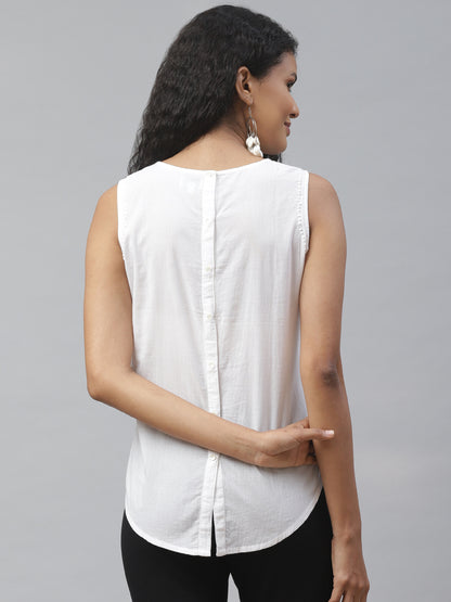 White Chikankari Back-Open Top