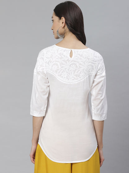 White Lace Chikankari Top