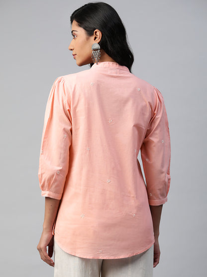 Dusty Pink Chikankari Box-Pleat Top