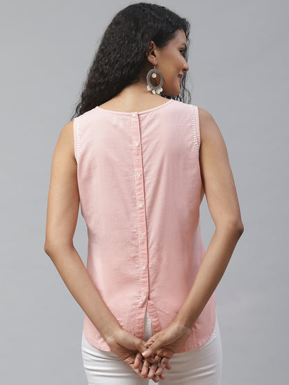 Pink Chikankari Back-open Top