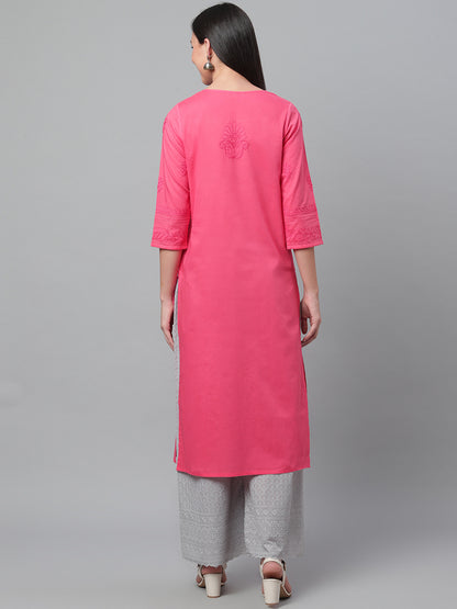 Coral Chikankari Straight Kurta