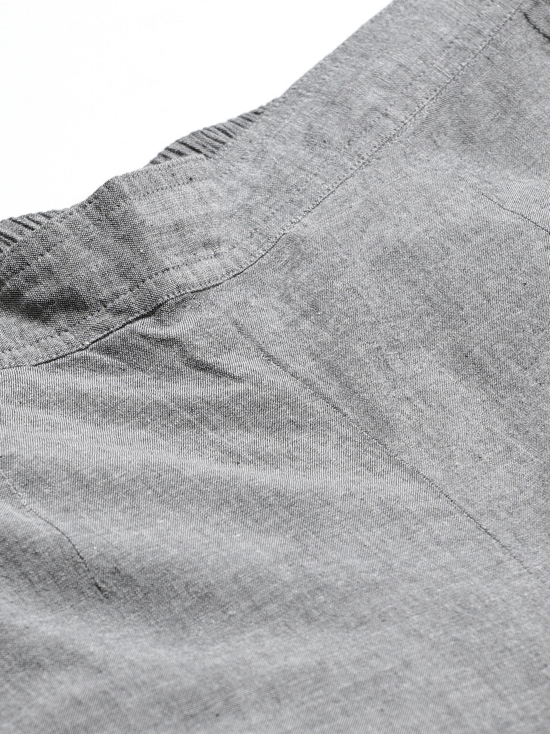 Grey Cropped Chikankari Trousers
