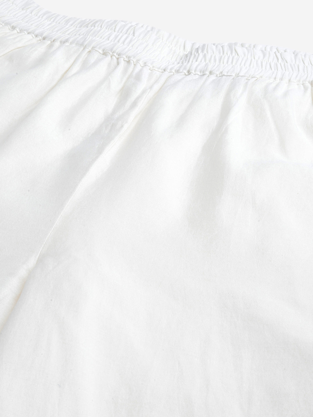 Off White Embroidered Chanderi Pants