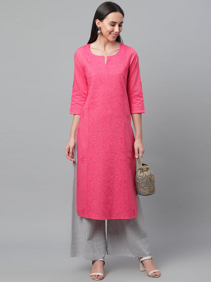 Coral Chikankari Straight Kurta