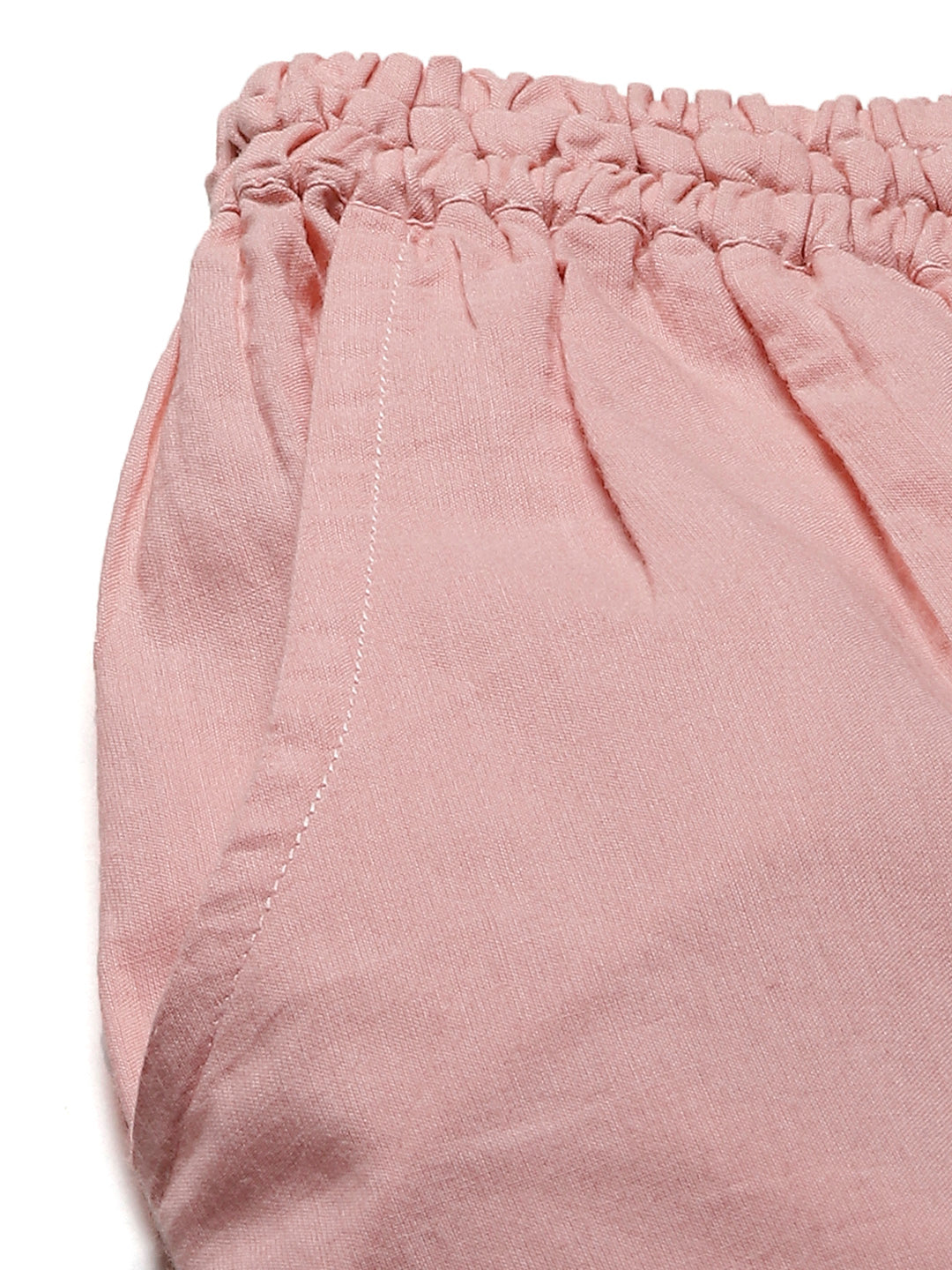 Pink Embroidered Cotton Pants