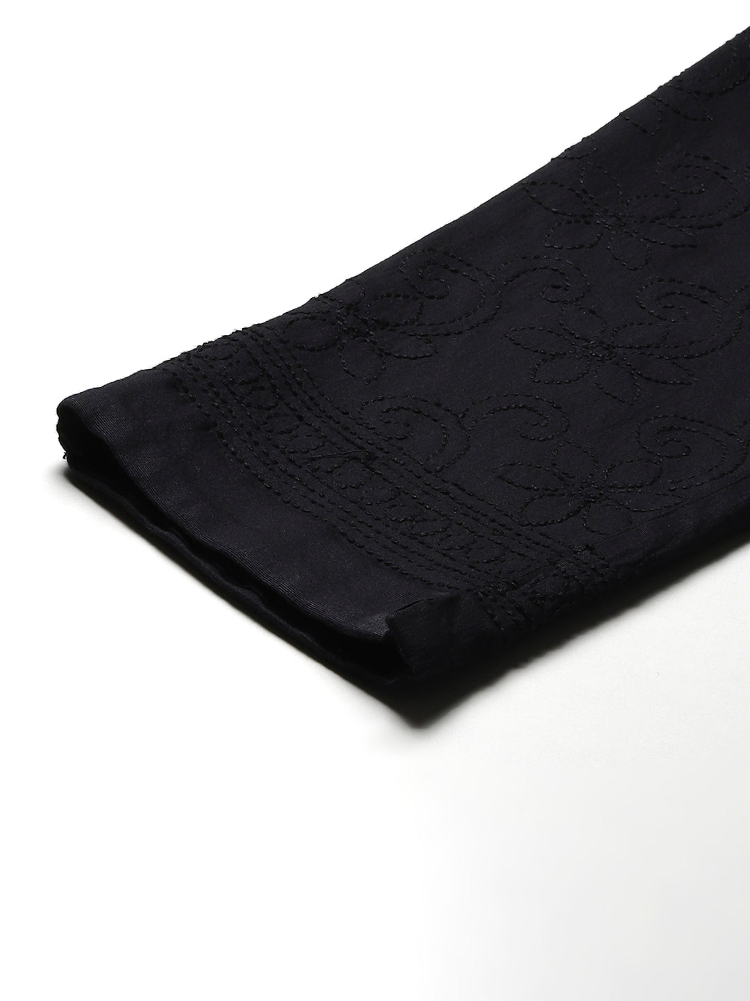 Black Hand-Embroidered Stretchable Pants